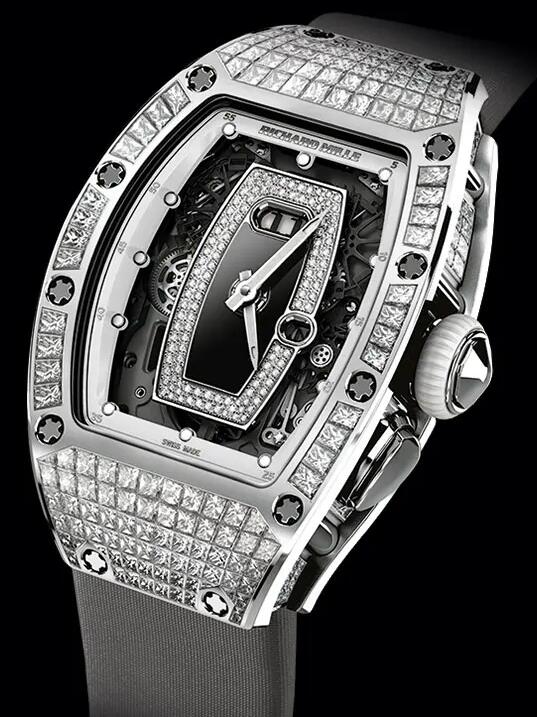 Richard Mille RM 37 White Gold Diamond Grey Rubber Watch Replica